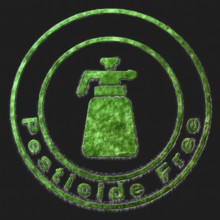 Pesticide Free Green Symbol Drawn on Black Background