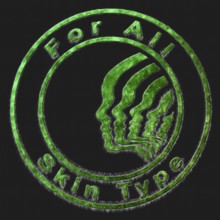 For All Skin Type Green Symbol Drawn on Black Background