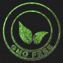 Gmo Free Green Symbol Drawn on Black Background