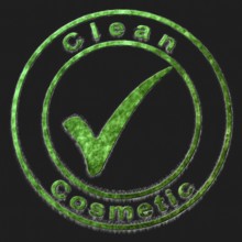 Clean Cosmetic Green Symbol Drawn on Black Background