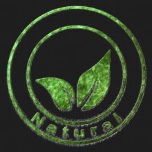 Natural Green Symbol Drawn on Black Background