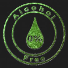 Alcohol Free Green Symbol Drawn on Black Background