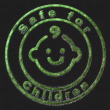 Safe For Children Green Symbol Drawn on Black Background