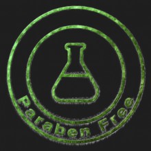 Paraben Free Green Symbol Drawn on Black Background