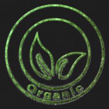 Organic Green Symbol Drawn on Black Background