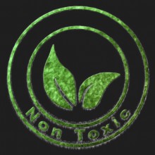 Non Toxic Green Symbol Drawn on Black Background