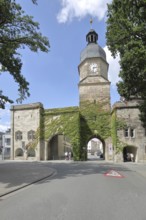 Historic Spitaltor built ca. 14th century, city gate, city tower, Coburg, Upper Franconia,