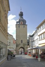 Historic Spitaltor built ca. 14th century, city gate, city tower, Coburg, Upper Franconia,