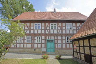 Historic old school built in 1672, half-timbered house, Bad Rodach, Upper Franconia, Franconia,