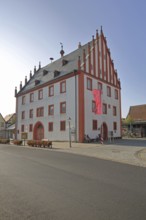 Old town hall built in 1719 with stepped gable, market square, Haßfurt, Lower Franconia, Franconia,