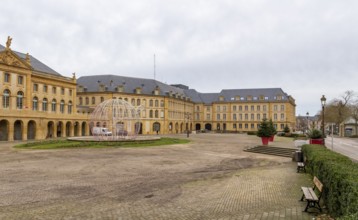 Scenery around the Comedy square with opera house in Metz, a city in the Lorraine region of France