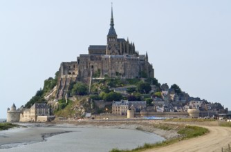 The Mont Saint Michel Abbey in Lower Normandy France at evening time