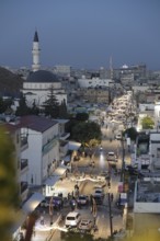Night view shows the city of Azaz in northern Syria near the Turkish border. Azaz, Syria. July 3,