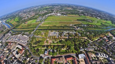 Aerial view, Lippeaue Erlebensraum und Flugplatz Hamm Lippewiesen EDLH, Gymnasium Hammonense am