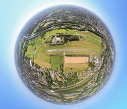 Aerial photograph, Hamm Lippewiesen EDLH airfield, Hamm Mattenbecke sewage treatment plant, earth