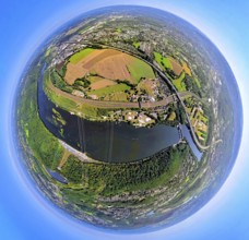 Aerial view, Hengsteysee between the cities of Hagen, Herdecke and Wetter, Salitos Beach