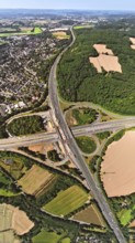 Aerial view, Westhofener Kreuz motorway junction with motorway A45 and motorway A1, construction