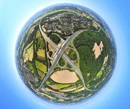 Aerial view, Westhofener Kreuz motorway junction with motorway A45 and motorway A1, construction