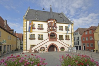 Renaissance town hall, market square, Volkach, Lower Franconia, Franconia, Bavaria, Germany