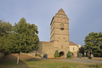 Historic Hohntor gate built in 1580, landmark, town gate, gate tower, Bad Neustadt an der Saale,
