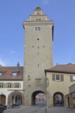 Historic Sommerach Tor, town tower, town gate, Volkach, Lower Franconia, Franconia, Bavaria,
