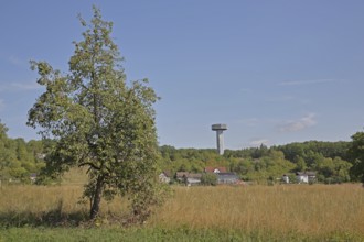 View of Bayernturm built in 1966 as border tower of the inner-German border to the GDR, watchtower,