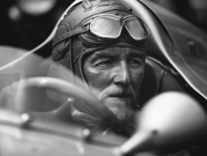 Portrait von einem Grand Prix Rennfahrer aus den 1930er Jahren, AI generiert, AI generated