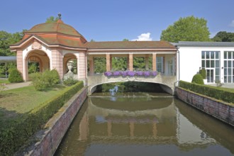 Wernarz spring temple built in 1911 and bridge over the river Sinn, temple, art nouveau,