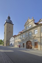 Baroque Provost's Court and medieval witches' tower, town tower, Zeil am Main, Lower Franconia,