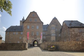 Renaissance castle built 13th century, gatehouse, entrance, Steinau an der Straße, Spessart, Hesse,
