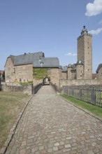 Renaissance castle built 13th century, gatehouse, keep, entrance, Steinau an der Straße, Spessart,