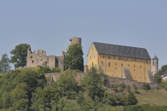 Schwarzenfels Castle built in the 13th century, tower, Schwarzenfels, Sinntal, Hesse, Germany