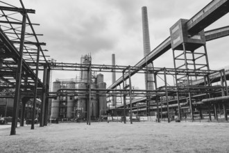 Pre-coolers and chimneys on the site of the coking plant, Zollverein Coal Mine Industrial Complex,