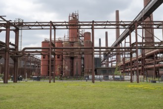 Pre-coolers and chimneys on the site of the coking plant, Zollverein Coal Mine Industrial Complex,