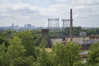 View from above from the coking plant to the cooling towers, Zollverein Coal Mine Industrial