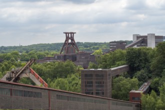 Zeche Zollverein with double trestle headframe, view from above from the coking plant, UNESCO World