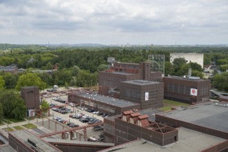 Zollverein Coal Mine Industrial Complex with Design Museum and Sanaa Building, view from the