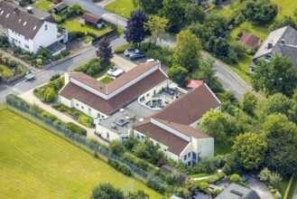 Aerial view, St. Christophorus residential complex with inner courtyard, Glösingen, Arnsberg, Ruhr