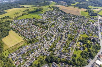 Aerial view, residential area, view of Müschede, Müschede, Arnsberg, Ruhr area, North