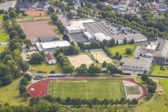 Aerial view, football stadium and athletics stadium TuS Öventrop, riding and driving club Öventrop