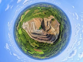 Aerial photo, Ebel quarry, Effenberg plant, Herdringen, earth globe, fisheye image, 360 degree