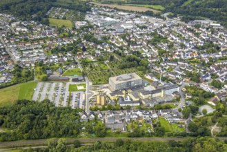 Aerial view, Alexianer Klinikum Hochsauerland - Karolinen-Hospital Hüsten, catholic cemetery St.