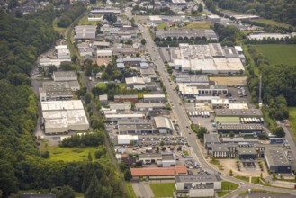 Aerial view, industrial area Niedereimerfeld, Niedereimer, Arnsberg, Ruhr area, North