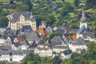 Aerial view, old town and half-timbered houses with administrative court building, St. George's