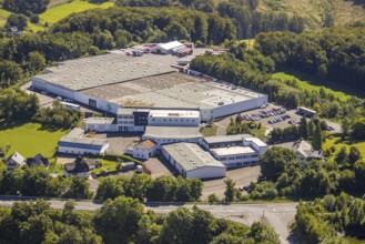 Aerial view, commercial area Alte Dorfstraße with Josef Heuel GmbH Logistik, Germinghausen,