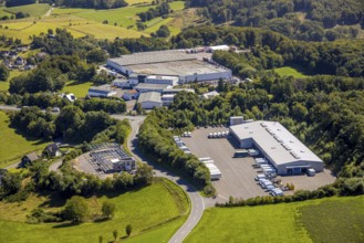 Aerial view, commercial area Alte Dorfstraße with Josef Heuel GmbH logistics and Hermes depot,