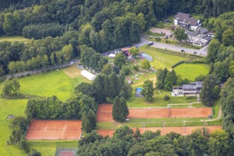 Aerial view, tennis courts TC Tennisclub Neheim-Hüsten und Minigolfanlage MSK Neheim-Hüsten e.V.,