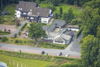 Aerial photo, Rodelhaus Hotel and Restaurant, Neheim, Arnsberg, Ruhr area, North Rhine-Westphalia,