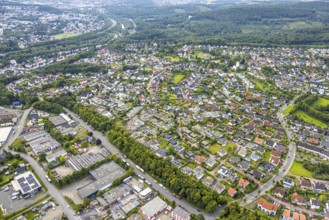 Aerial view, residential area, view of Bergheim, Arnsberg, Ruhr area, North Rhine-Westphalia,