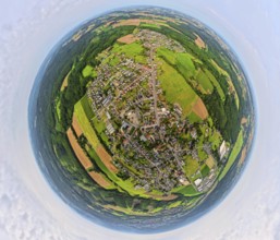 Aerial photo, residential area, local view, district of Vosswinkel, earth globe, fisheye shot, 360